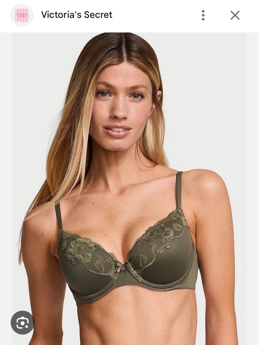 Victoria's Secret Olive Green Lace Demi Bra